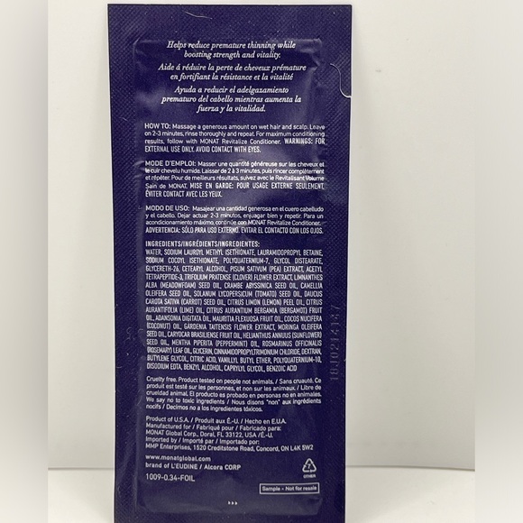 $3 🌸 Monat ~ Intense Repair Treatment Shampoo ~ Single Use ~ NEW - Picture 2 of 4